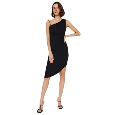 Image of Trendyol Women Midi Bodycon Regular fit Woven Dress Black
