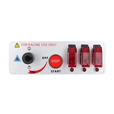 Image of 5 In 1 DC 12V Flip up Ignition Toggle switch Panel car Engine Start Push Button LED for Racing Sport Competitive with Red Indicator