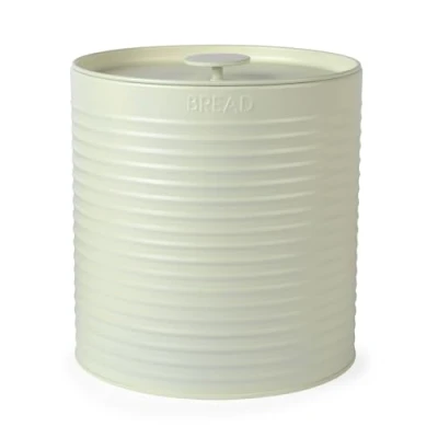 Image of Russell Hobbs RH03269CEU7 Ribbed Bread Bin Metal Box, Large Kitchen Canister, Countertop Storage/Organisation, Durable Powder Coated Steel, Pull Top Lid, Easy to Clean, Design, Cream