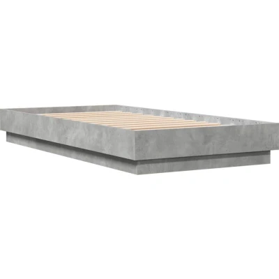 Image of vidaXL Bed Frame without Mattress with LED Lights Concrete Grey 75x190 cm Small Single