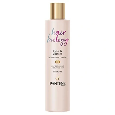 Image of Pantene Hair Biology Full &amp; Vibrant Volumising And Repairing Shampoo For Fine, Thinning, Dull, Coloured With Lotus Flower, Omega 9, 250ml
