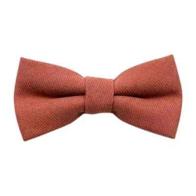Image of Children&#039;s Kids Boys Luxury Cotton Blend Pre Tied and Elasticated Bow Tie (Teraccotta) suitable for formalwear, weddings, parties, pageboy outfits