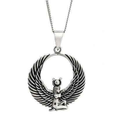 Image of 81stgeneration Unisex 925 Sterling Silver Egyptian Winged Isis Pendant Necklace, 18&quot;