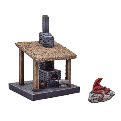 Image of War World Gaming Fantasy Village Blacksmiths Forge 28mm Heroic Scale Wargaming Terrain Model Diorama Scenery Wargame Tabletop Medieval Battle Battleboard