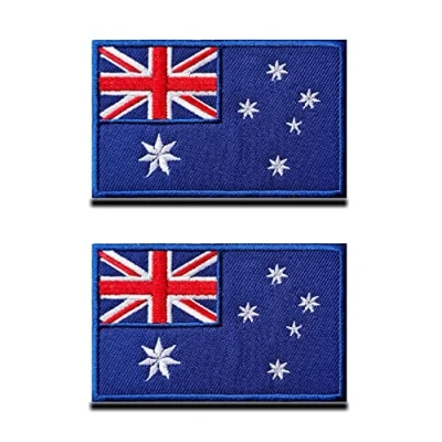 Image of Zcketo 2 PCS Australia Flag Patches Hook and Loop Fastener Embroidered Tactical Military National Australian Patch for Attach to Caps,Bags,Backpacks,Vest,Uniforms,Team,Tactical Clothes