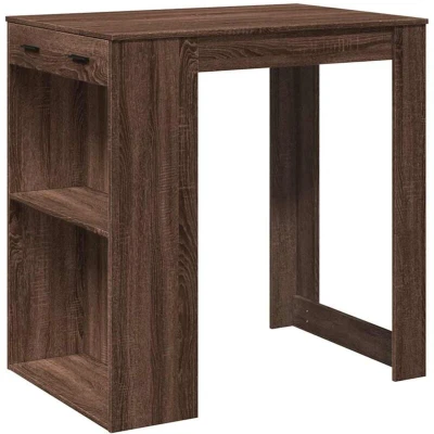 Image of vidaXL Bar Table Brown Oak Engineered Wood Kitchen Counter/Bistro 102x70x103.5 cm Stable &amp; Durable with Ample Storage Easy Maintenance