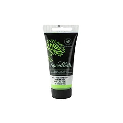 Image of Speedball 37ml 1.25oz Water Soluble Block Ink Fluorescent Lime Green, Print, Lino Screen Printing, Artists Kit
