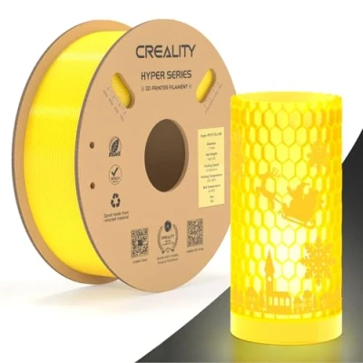 Image of Creality Hyper PETG Filament, Yellow Filament 1.75mm 1KG, 3D Printer Dimensional Accuracy +/ 0.03mm, Printing Materials for Most Printers, 2.2lbs/Spool