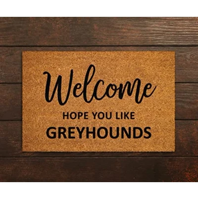 Image of Traqunn Welcome Hope You Like Greyhounds Doormat,Welcome Door Mat,Greyhound Doormats,Welcome Funny Dog Breed Mats 36X24 In