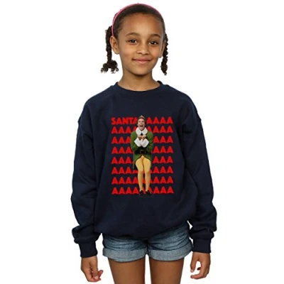 Image of Elf Girls Buddy Santa Scream Sweatshirt 12 13 Years Navy Blue