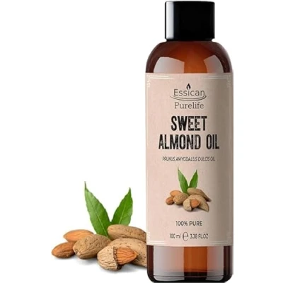 Image of Sweet Almond Oil for Hair 100ml, Pure Skin, Carrier Oil, Essential Oils Mixing, Ears, Face,