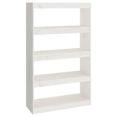 Image of vidaXL Solid Wood Pine Book Cabinet/Room Divider Indoor Office Storage Bookcase Cabinet Room Partition Rack Shelf Home Organiser Furniture White