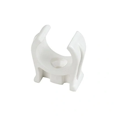 Image of fiXte 15mm (5/8 inch) Plastic Pipe Clip White Snap in Design. Single Screw Fixing. (25)