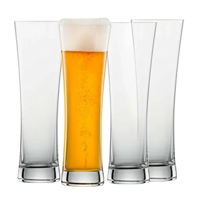 Image of Schott Zwiesel Beer Basic Wheat Glass 0.3 L (Set of 4), Straight Glasses for Beer, Dishwasher Safe Tritan Crystal Glasses, Made in Germany (Item No. 130005)