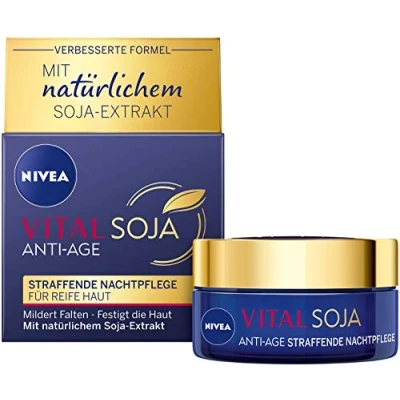 Image of NIVEA Vital Soy Anti Age Firming Night Cream (50 ml), Moisturiser with Natural Extract, Regenerating Care Overnight