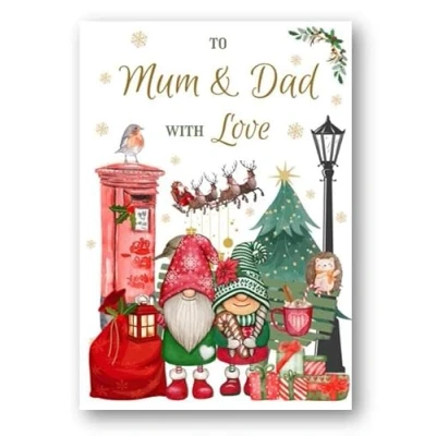 Image of Second Ave Mum &amp; Dad Christmas Winter Postbox Xmas Holiday Festive Greetings Card