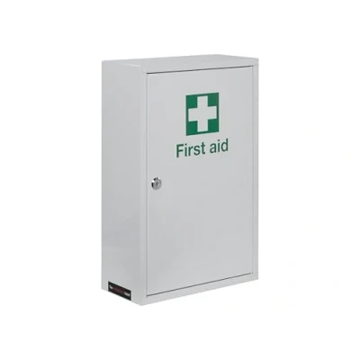 Image of First Aid Medical Cabinet, White Steel Key Lock Wall Mounted Emergency Cabinet with Stickers &amp; 2 Keys for Workplace, School, Home (460(H) x 300(W) 140(D) mm)