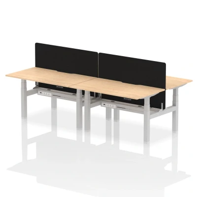 Image of Air B2B 1400x800 Adjustable 4P Bench Desk Scallop Maple/Silver +Screen
