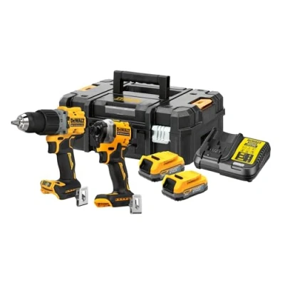 Image of Dewalt DCK2050E2T 18 Volt Battery Combo Pack (with 1 x DCD805 Impact Driver, ¼ Inch Wrench DCF850, 2 V/1.7 Ah Powerstack Batteries DCBP034, System Quick Charger DCB115, T STAK Box