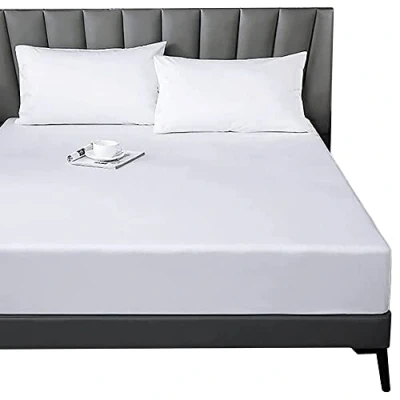 Image of Lirex Fitted Sheet, Double Size 100% Egyptian Cotton 300 Thread Count Soft Breathable White