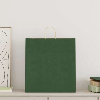 Image of vidaXL Paper Bags 50 pcs with Handles Green 45x17x48 cm