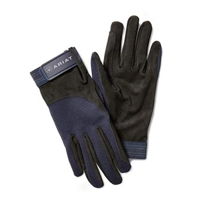 Image of ARIAT Tek Grip Glove Navy Easy Stretch Unisex The go to for riding and schooling Articulated fingers bend Size 11
