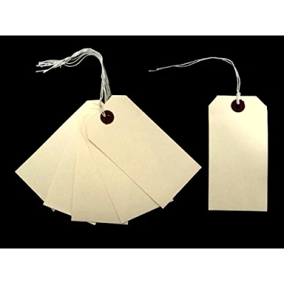 Image of Ivy Cream Manilla Strung Tags 70mm x 35mm Luggage Labels Tickets Tie On String (1000 Pack)