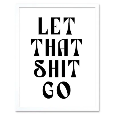 Image of Artery8 Funny Bathroom Wall Art Let That Shit Go Toilet Sign Yoga Decor Print Framed Poster 12x16 inch