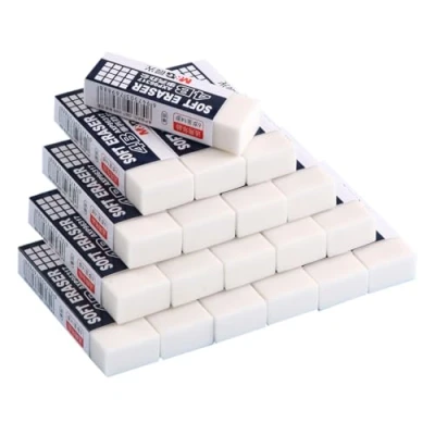 Image of M&amp;G 24 Pack Erasers, White Erasers Pencil Large Eraser Cute Soft Block Easy Clean Durable Bulk for 2B 4B Sketching Drawing Artists Teacher