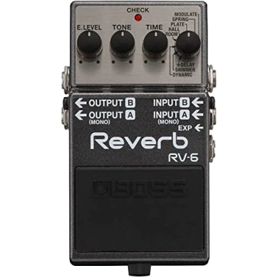 Image of BOSS Rv 6 Reverb Guitar Pedal, Eight Sound Modules, Top Level Tones with Simple Controls