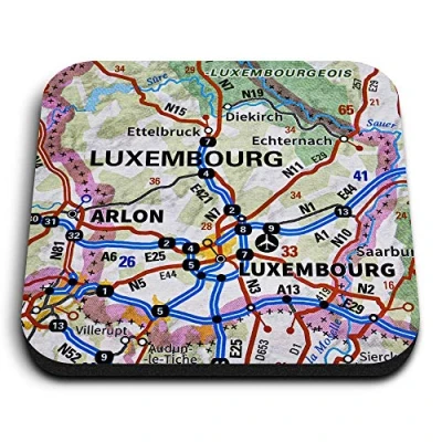 Image of 1 x Square MDF Fridge Magnet Luxembourg Arlon Belgium Travel Map 45634