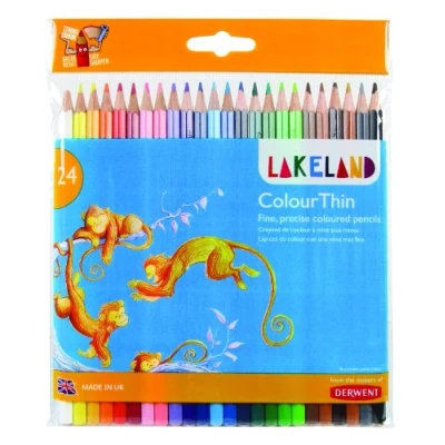 Image of Lakeland Colourthin Colouring Pencils, Set of 24, School or Home Use, 700269
