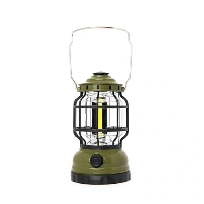 Image of Gentlemen&#039;s Hardware LED Camping Lantern Battery Powered with Dimmer Switch Portable Tent Light, Green/Black