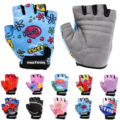 Image of meteor Kid Cycling Gloves With Short Half Fingers Fastened Children Child Bike Safety Accessories Hand Protect (XS 6 6,5cm 2.3 2.5inch, Kiss Love)