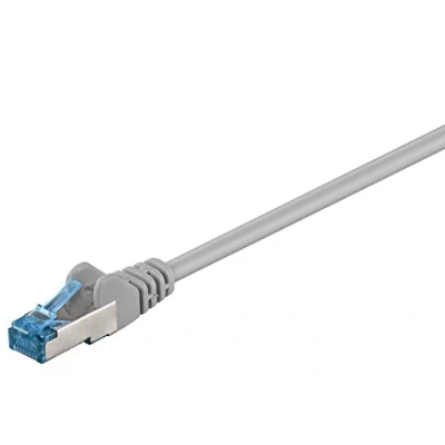 Image of goobay 92692 CAT 6a Patch Cable, Ethernet Double Shielded, S FTP up to 10000 Mbits, 500 Mhz, Halogen Free Copper RJ 45 Plug, Gold Plated Contacts, 15 m, Grey