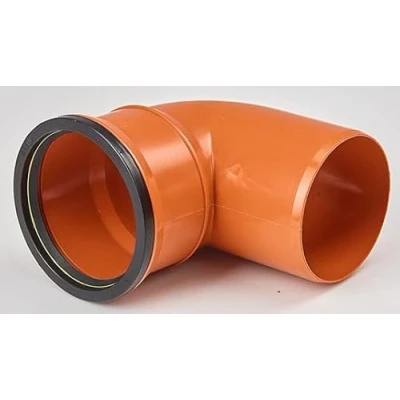 Image of 110MM Orange Underground Pipe Fittings, Push Fit Single Socket 90 Degree Bend Elbow