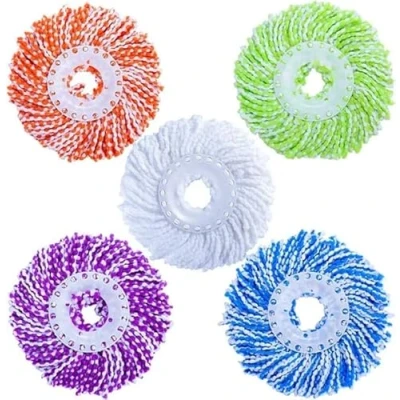 Image of 5 PCS Colored Spin Mop Replacement Heads Universal Microfiber Refills for 360 Rotating Mops, Round Shape Standard Size, Washable &amp; Durable Wet Dry Cleaning Floors