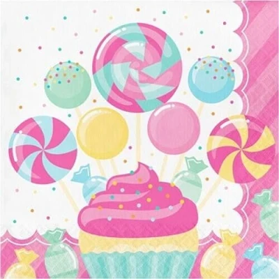 Image of Creative Converting 324830 Candy Party Lunch Paper Napkins Luncheon, Multicolor