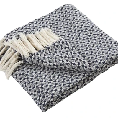Image of Appletree Loft Bexley 100% Recycled cotton Throw 130 x 180cm in Navy