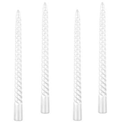 Image of Kemladio 4 pcs 10 inch Taper Candles, Burning Unscented Tapered Candles 8 hrs, Long Candle Sticks,Dinner Candle,Tall Sticks, Halloween (4pcs, White)