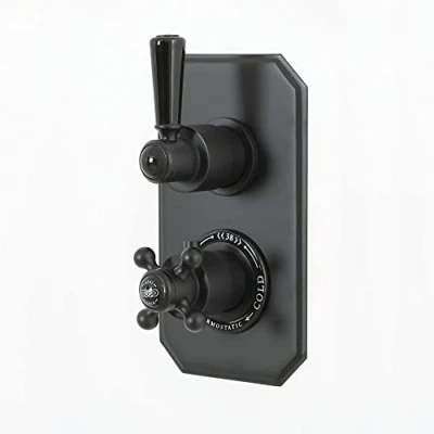 Image of Milano Elizabeth Traditional 2 Outlet Concealed Twin Diverter Thermostatic Mixer Shower Valve Black