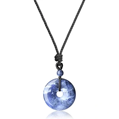 Image of COAI Chinese Donut Pendant Sodalite Crystal Necklace