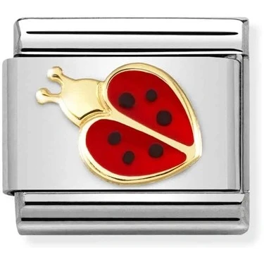 Image of Nomination Classic Gold New Red and Black Ladybird Animals Charms