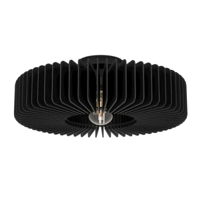 Image of Eglo Ceiling Light Fixture Palombaia, Flush lamp, Round Living Room and Bedroom Lighting, Black Wood, E27 Socket, Ø 20&quot;