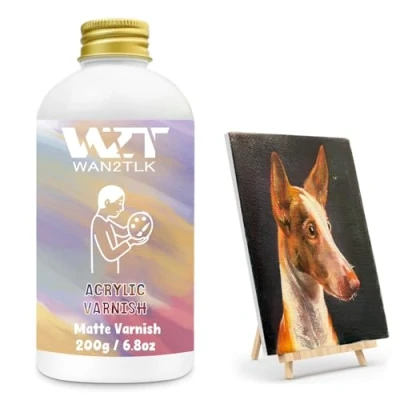 Image of WAN2TLK Acrylic Varnish, Professional Matte Varnish for Painting, Seals and Protects Artworks, Non Toxic, Art Paint Sealer Handmade Artists, Painter &amp; Kids (200ml/Matt)
