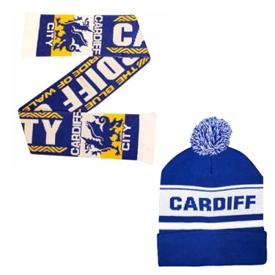 Image of Beyond Happy Cardiff Hat and Scarf Set Stylish Winter for Bluebirds Fans Perfect Football Leisurewear Ultimate Comfort Warmth