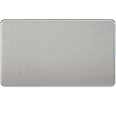 Image of KnightsBridge Screwless 2G Blanking Plate Brushed Chrome
