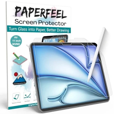 Image of [2 Pack] Paperfeel Screen Protector for iPad Air 11 Inch 2024 M2 Model, Matte PET Paper Film Compatible with Apple Pencil Drawing, Writing, Anti Glare, Fingerprint, Scratch,Easy Installation