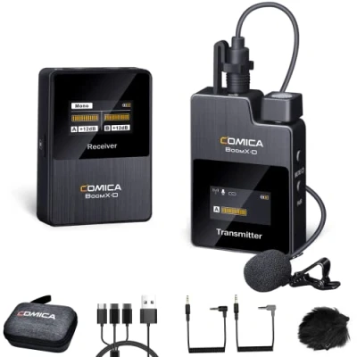 Image of comica Wireless Lavalier Microphone, BoomX D1 2.4GHz Tie Microphone System with 1 Transmitters and Receiver, Mic Lav for DSLR Camera/Camcorder/Smartphone Podcast Interview Youtube