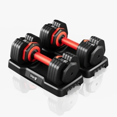 Image of Dripex Adjustable Dumbbells Set, Dumbbell Weights Pair for Men and Women, Anti Slip Handle with Safety Locking Mechanism Home Gym Exercise Equipment